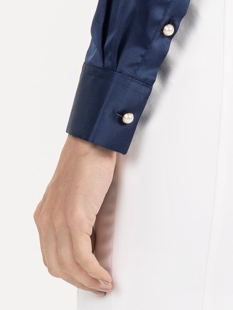 camisa cetim marinho jussara look punho