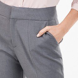 calca reta de alfaiataria cinza avani detalhe mini