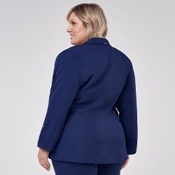blazer feminino plus size de alfaiataria marinh tifani mini
