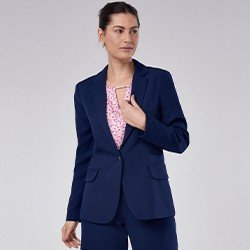 blazer feminino de alfaiataria marinho com martingale tifani mini