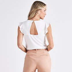 blusa off white manga gode chiara mini