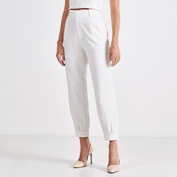 calca de alfaiataria cenoura off white chanel mini