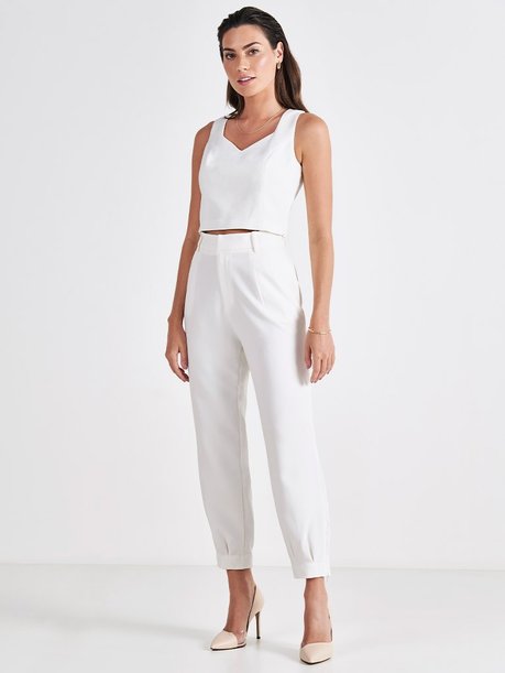 cropped de alfaiataria off white cleia