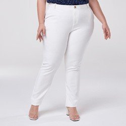 calca de alfaiataria reta branca plus size dinalva mini