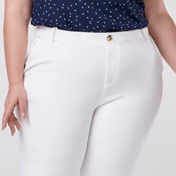 calca de alfaiataria reta branca plus size dinalva mini detalhes