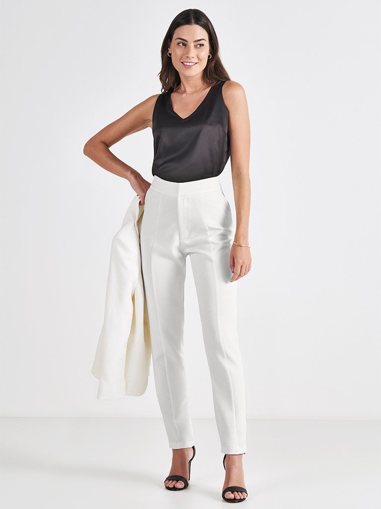 calca de alfaiataria off white edna look