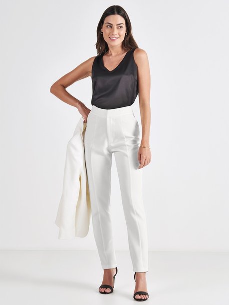 calca de alfaiataria off white edna look