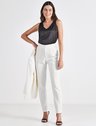 Calça Reta Slim de Alfaiataria Off White Edna
