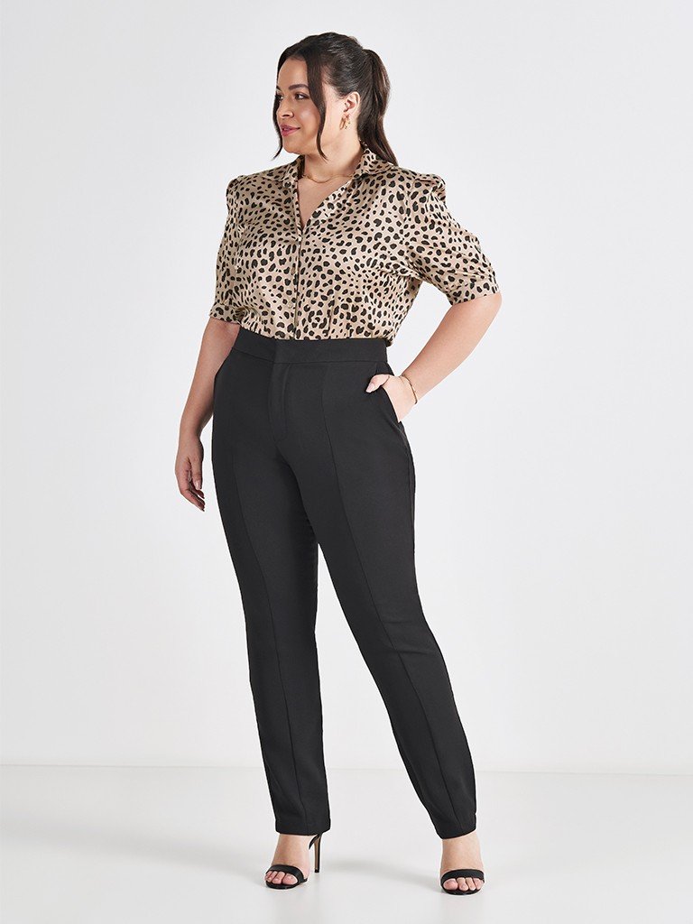 camisa animal print plus size manga curta erleia vitrine look inteiro