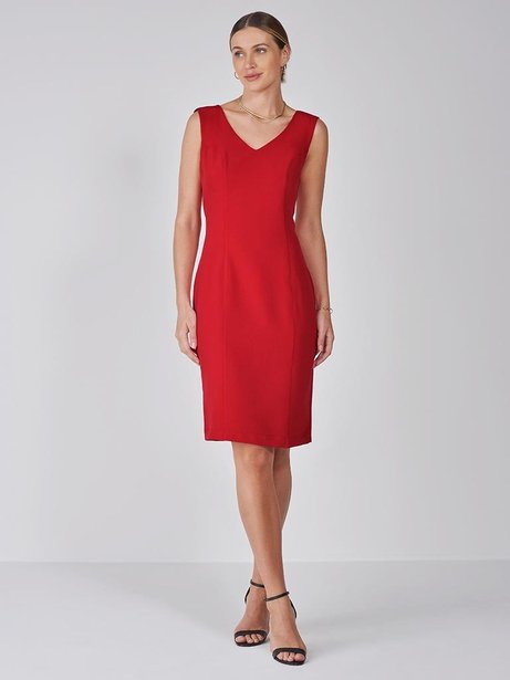 Vestido Tubinho de Alfaiataria Vermelho Aveda