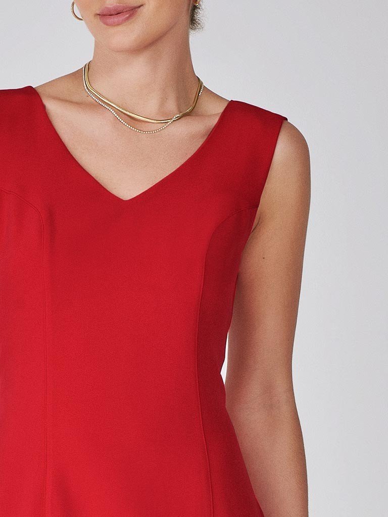 vestido tubinho vermelho aveda detalhes