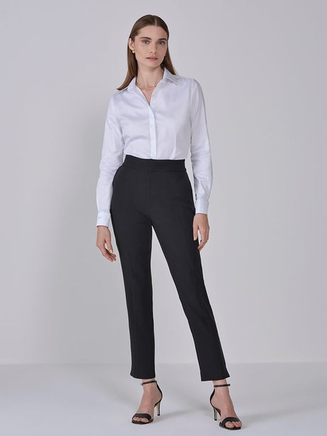 Calça Reta de Alfaiataria Preta Reese