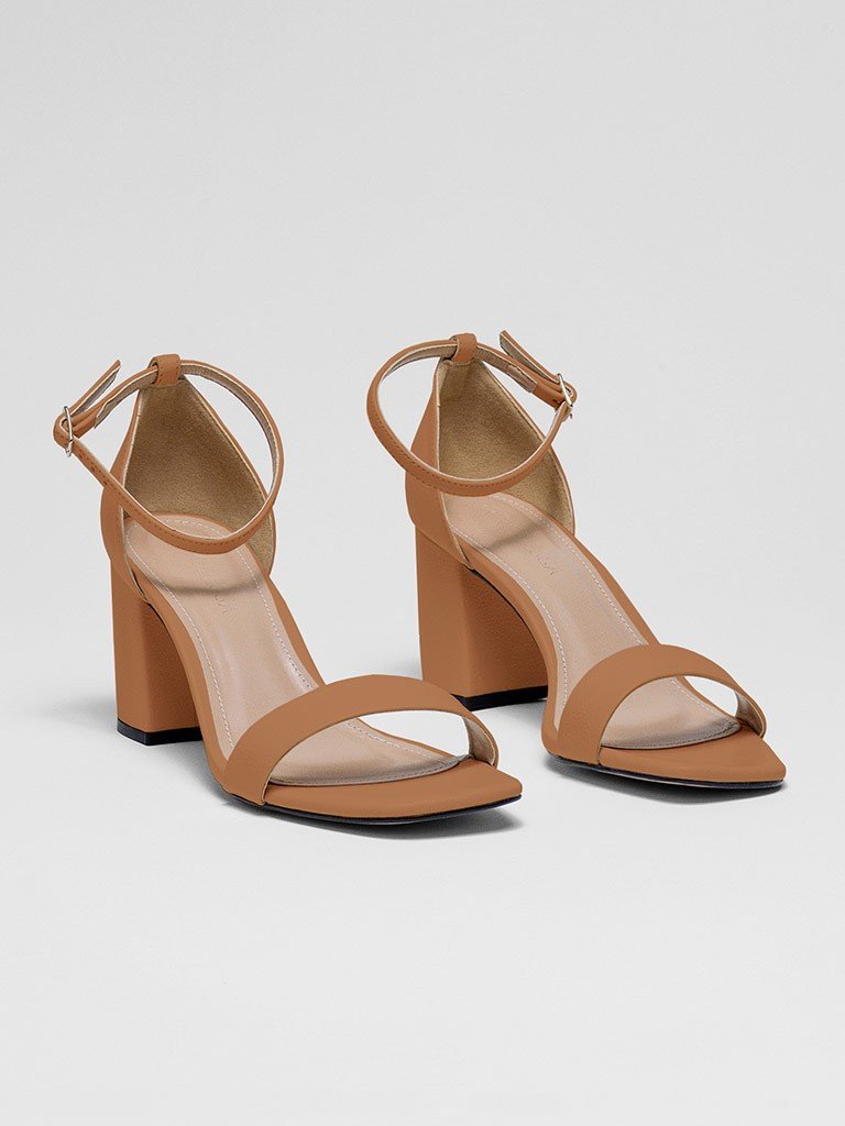 sandalia camel salto bloco ana laura duas