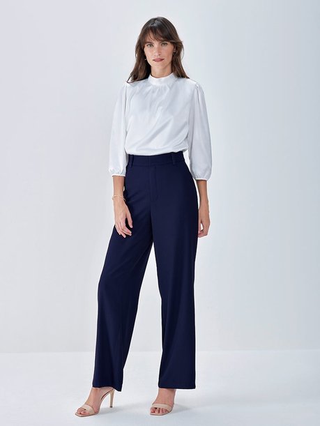 calca marinho wide leg raize frente