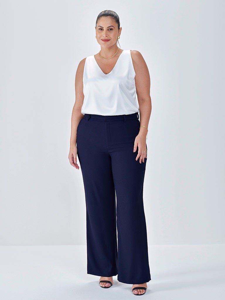 calca marinho wide leg raize plus frente