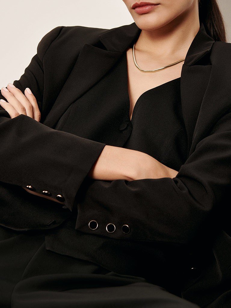 blazer preto botao unico liana botao