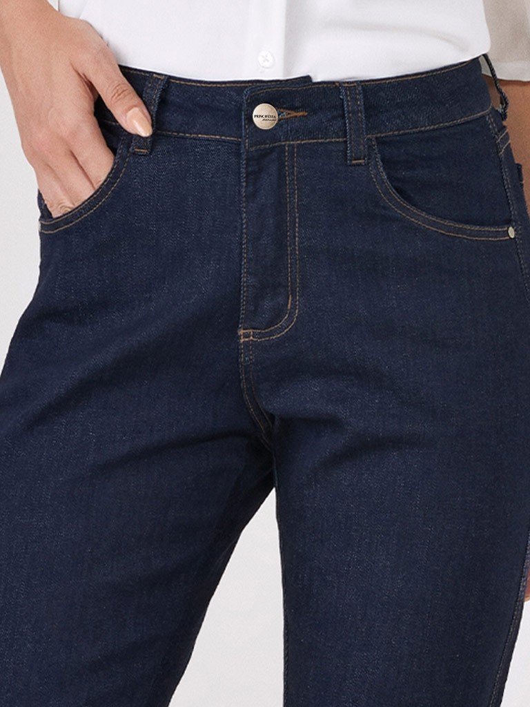 Calça Jeans Feminina Reta Slim Marinho Lizete - Main Image