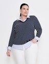 camisa sueter listrado preta e branco plus benicia capa