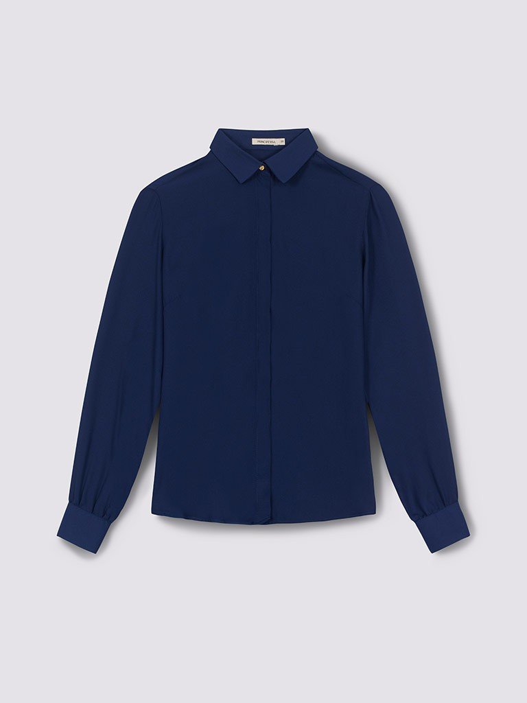 camisa de crepe marinho blair still