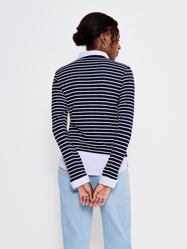 camisa sueter marinho listrado bernadete caoa costas