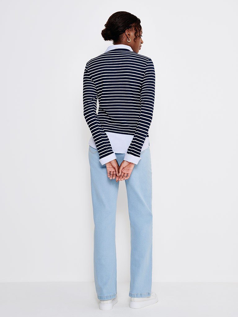 camisa sueter marinho listrado bernadete costas