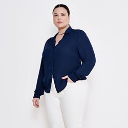 camisa marinho crepe plus blair descricao