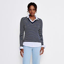 camisa sueter listrada bernadete descricao