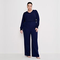calca marinho wide leg pequenn