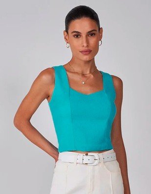 cropped azul turquesa com lastex nas costas e decote v