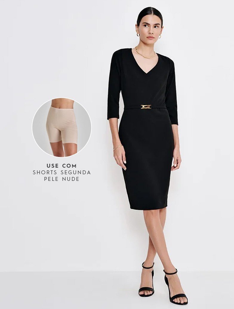 camisa sobreposta com amarracao vestido preto