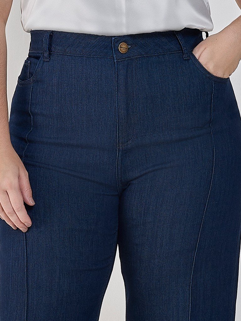 calca wide leg jeans damaris plus detalhes