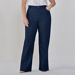 calca wide leg jeans damaris plus pqeno