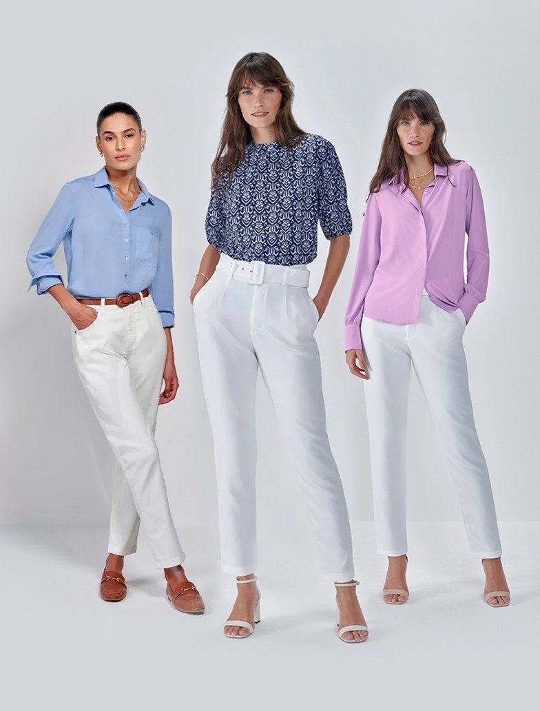look natural com camisa amarrada calca amarelo