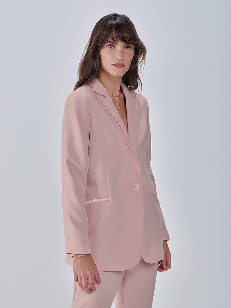 blazer rosa filete cetim romana capa