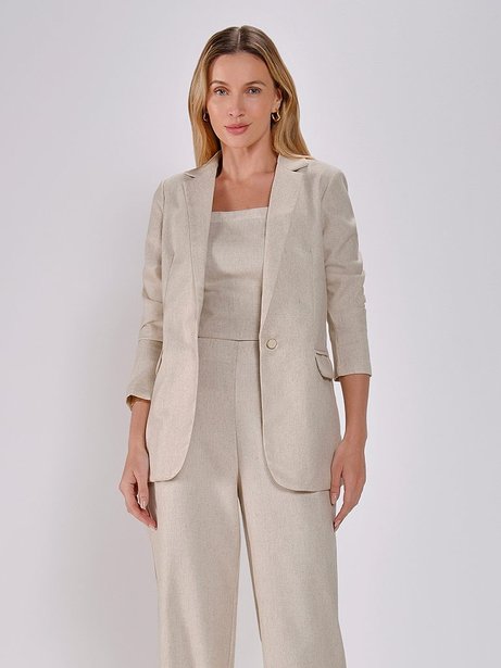 Blazer de Linho com Botão Único Maiara
