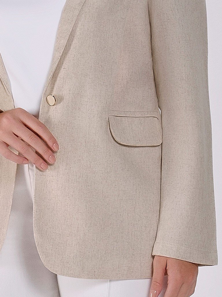 blazer linho cru plus detalhes