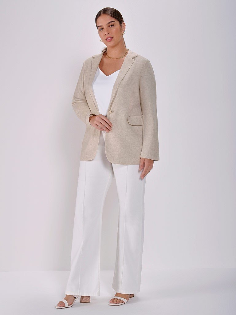 blazer linho cru plus frente