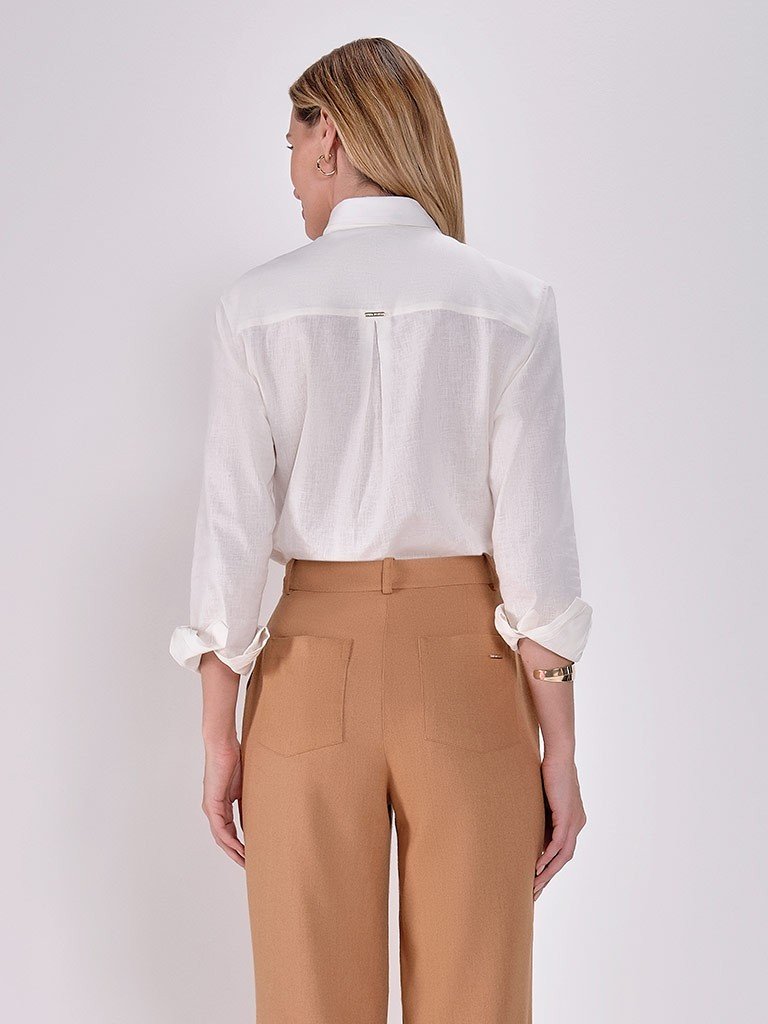 camisa off white linho costas