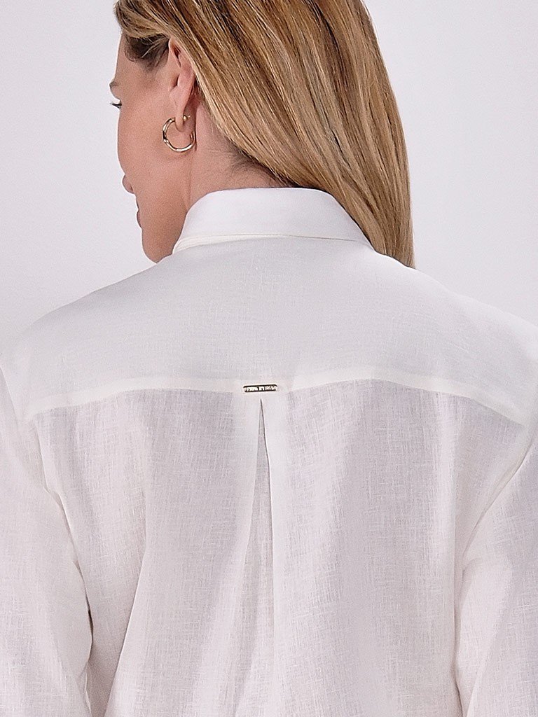 camisa off white linho placa