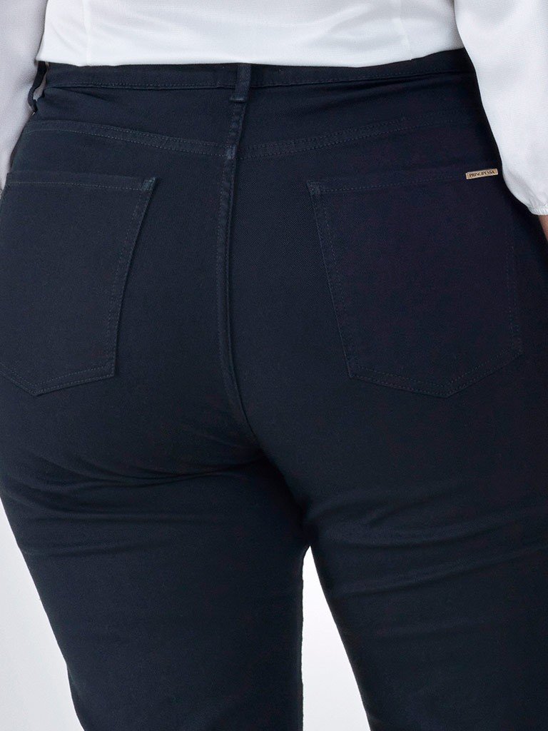 calca sarja preta oana plus bolsos