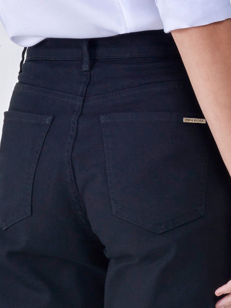 calca sarja preta oana slim bolso