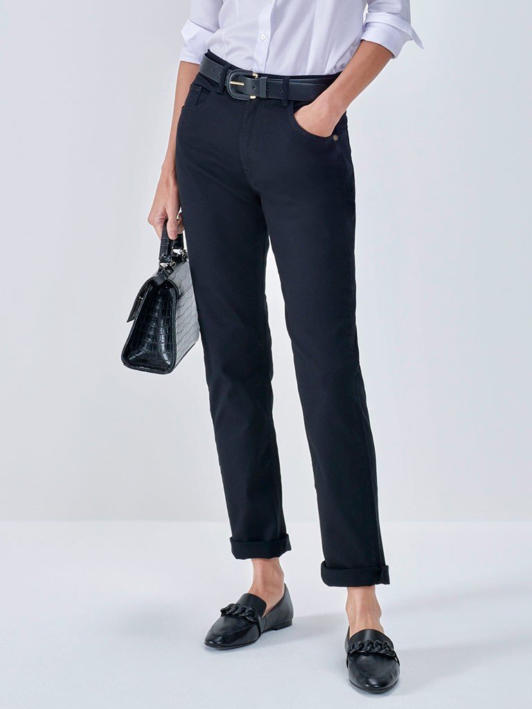 calca sarja preta oana slim capa