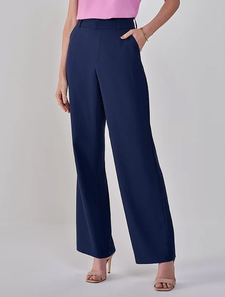 calca wide leg marinho