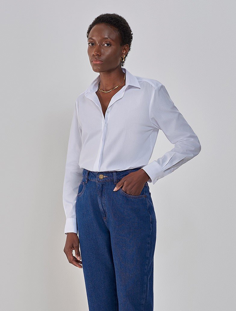 camisa branca algodao darlene