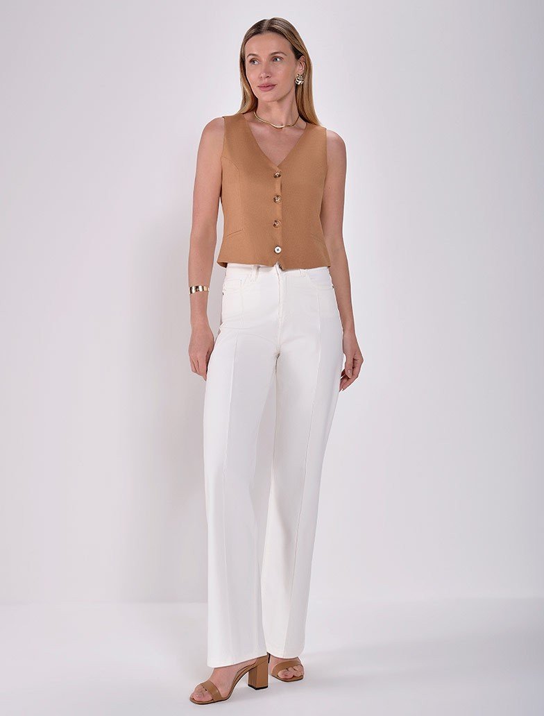 colete linho camel