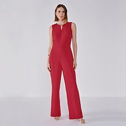 macacao vermelho pantalona romana capa pq