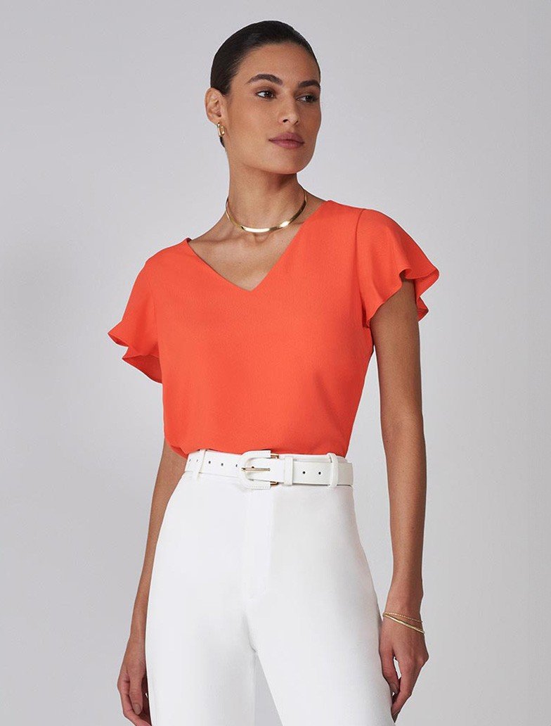 blusa laranja georgete capa