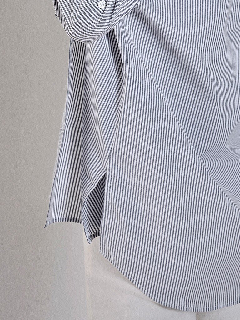 camisa listrada azul selena aberuta