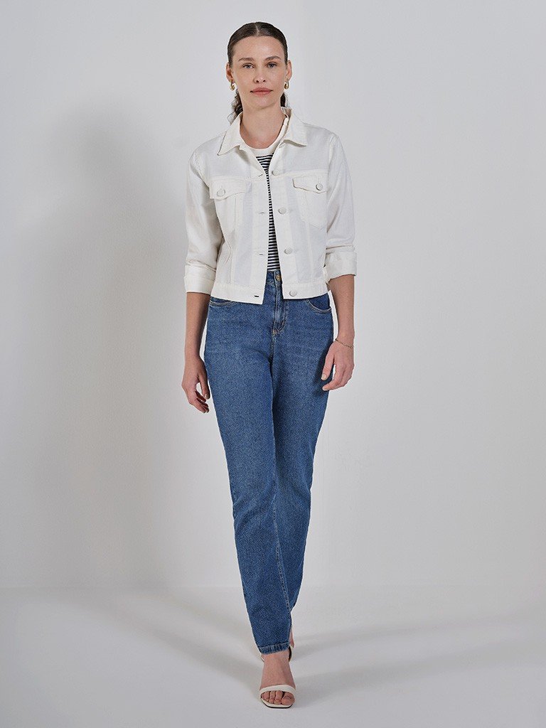 calca jeans escuro denim look