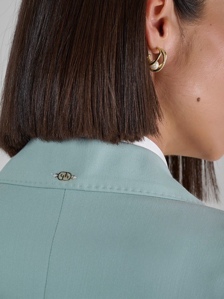 blazer verde agua flayca detalhe monograma